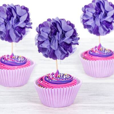 Tissue Pom Pom Cupcake Topper craft activity