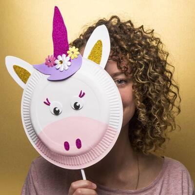 Paper Plate Unicorn Mask craft activity