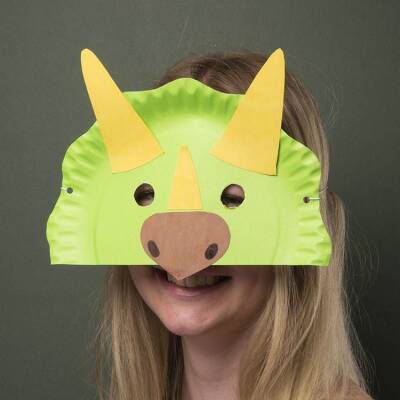 Paper Plate Dinosaur Mask craft activity