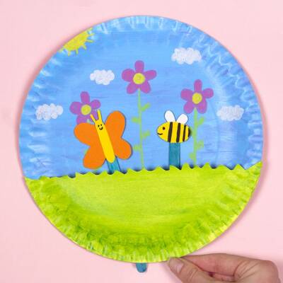 Interactive Spring Paper Plate Scene craft activity