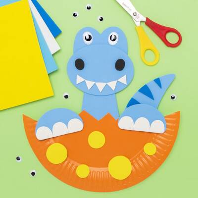 Paper Plate Hatching Dinosaur craft activity