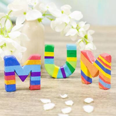 Rainbow MUM Clay Letters craft activity