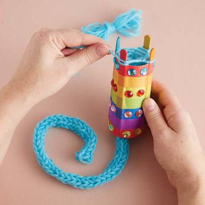 Rainbow Cardboard Tube French Knitter craft activity