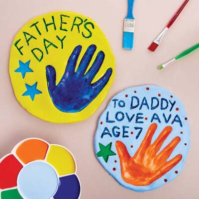 Father’s Day Clay Handprint Plaque craft activity