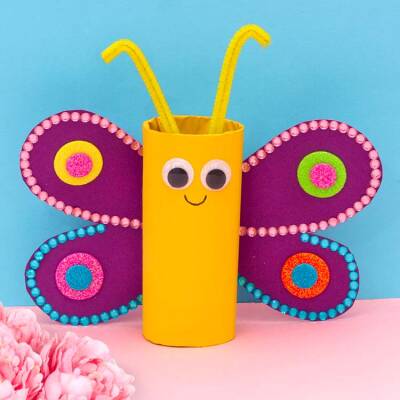 Cardboard Tube Butterfly craft activity