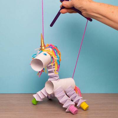 Rainbow Unicorn Marionette craft activity