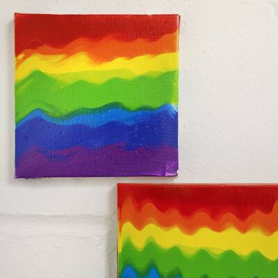 Swipe Paint Pour – Rainbow Canvas craft activity