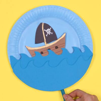 Paper Plate Pirate Boat craft activity