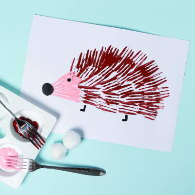Hedgehog Fork Painting craft activity