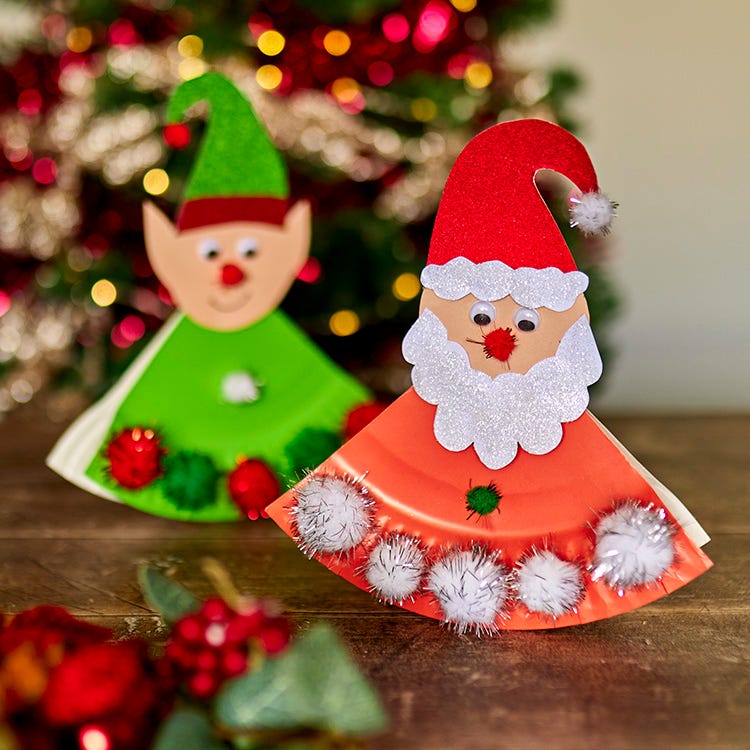 Rocking Paper Plate Santa and Elf craft activity