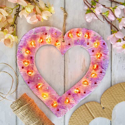 Heart LED String Light Wreath craft activity