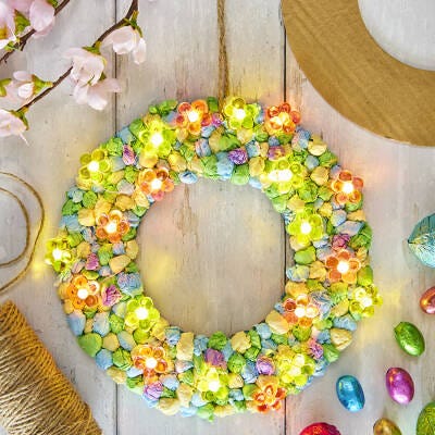 Flower LED String Light Wreath craft activity
