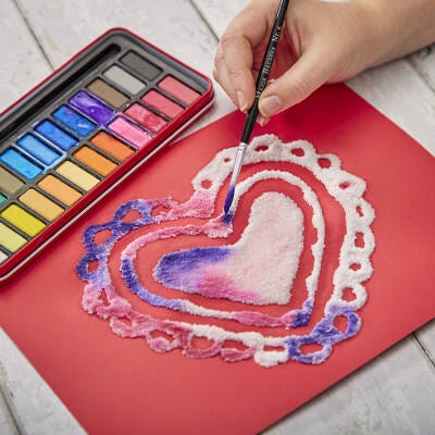 Love Heart Salt Painting craft activity