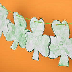 Shamrock Bubble Painting Bunting craft activity