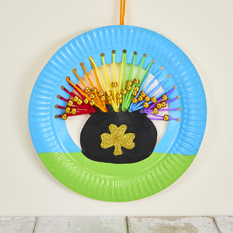 Pot of Gold Paper Plate Threading craft activity