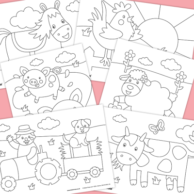 Farm Animals Colouring Pictures craft activity