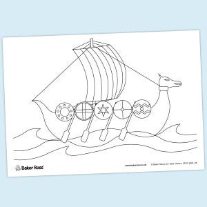 Viking Longship Colouring Picture craft activity
