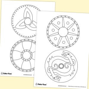 Viking Shield Colouring Pictures craft activity