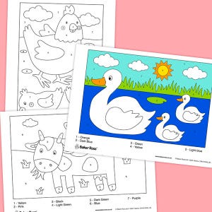 Farm Animals Colour By Numbers craft activity