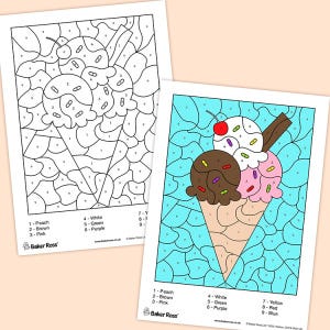 Ice Cream Colour By Numbers craft activity