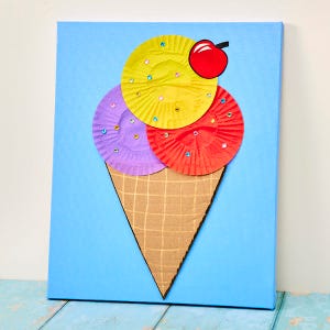 Cupcake Case Ice Cream Cone Canvas craft activity