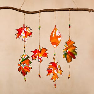 Spin Art Leaves Mobile craft activity