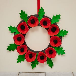 Egg Carton Poppy Wreath craft activity