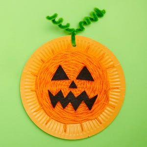 Paper Plate Pumpkin Weaving craft activity