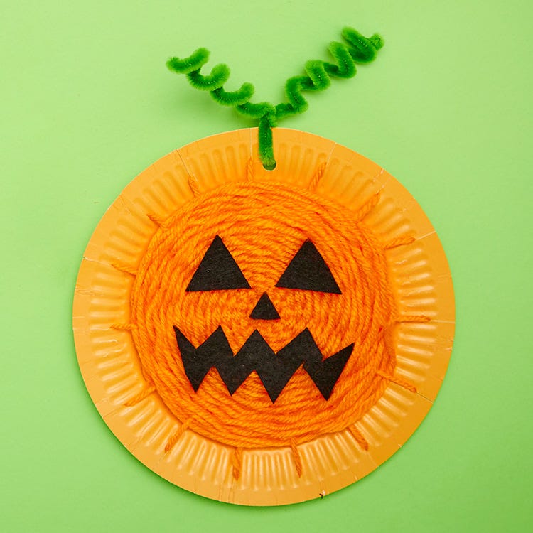 Paper Plate Pumpkin Weaving craft activity