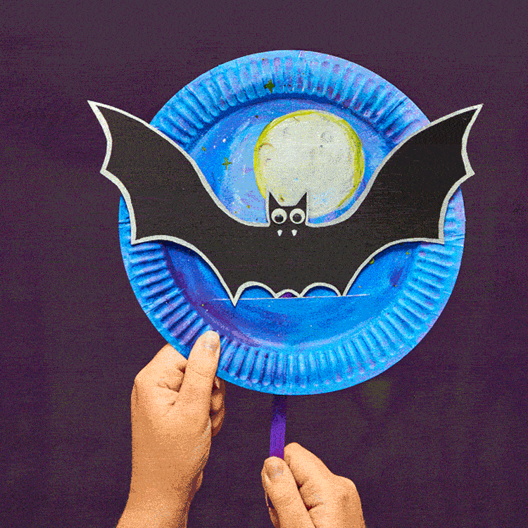 Interactive Paper Plate Bat craft activity