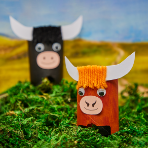 Cardboard Tube Highland Cow craft activity