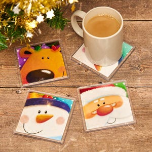 Upcycled Christmas Cards Coasters craft activity