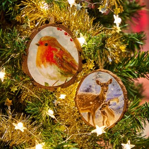 Upcycled Christmas Cards Wooden Decoration craft activity