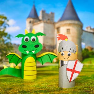 Cardboard Tube Knight and Dragon craft activity