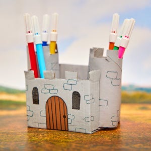 Cardboard Castle Pencil Pot craft activity